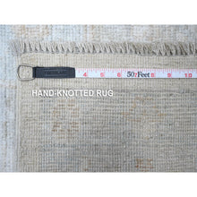 Load image into Gallery viewer, 9&#39;x12&#39;8&quot; Alabaster White, Vegetable Dyes, Faded Afghan Angora Oushak, Hand Knotted, Wool Weft, Tribal Flower Design All Over, Oriental Rug FWR533142