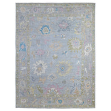 Load image into Gallery viewer, 8&#39;9&quot;x11&#39;8&quot; Blue Gray, Hand Knotted, Village Floral Motifs, Natural Dyes, Afghan Angora Oushak, Wool Weft, Oriental Rug FWR533172