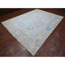 Load image into Gallery viewer, 8&#39;9&quot;x11&#39;8&quot; Blue Gray, Hand Knotted, Village Floral Motifs, Natural Dyes, Afghan Angora Oushak, Wool Weft, Oriental Rug FWR533172