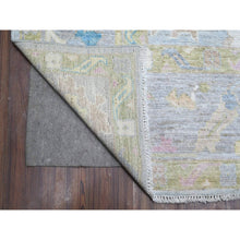 Load image into Gallery viewer, 8&#39;9&quot;x11&#39;8&quot; Blue Gray, Hand Knotted, Village Floral Motifs, Natural Dyes, Afghan Angora Oushak, Wool Weft, Oriental Rug FWR533172