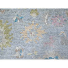 Load image into Gallery viewer, 8&#39;9&quot;x11&#39;8&quot; Blue Gray, Hand Knotted, Village Floral Motifs, Natural Dyes, Afghan Angora Oushak, Wool Weft, Oriental Rug FWR533172