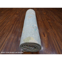 Load image into Gallery viewer, 8&#39;9&quot;x11&#39;8&quot; Blue Gray, Hand Knotted, Village Floral Motifs, Natural Dyes, Afghan Angora Oushak, Wool Weft, Oriental Rug FWR533172