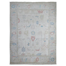 Load image into Gallery viewer, 8&#39;9&quot;x12&#39; Silver Gray, Afghan Angora Oushak, Wool Weft, Hand Knotted With All Over Tribal Flower Design, Vegetable Dyes, Oriental Rug FWR533178