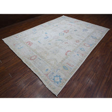 Load image into Gallery viewer, 8&#39;9&quot;x12&#39; Silver Gray, Afghan Angora Oushak, Wool Weft, Hand Knotted With All Over Tribal Flower Design, Vegetable Dyes, Oriental Rug FWR533178