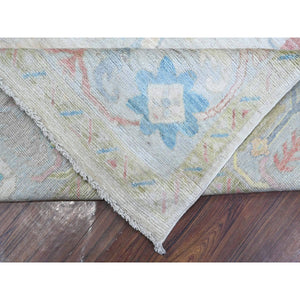 8'9"x12' Silver Gray, Afghan Angora Oushak, Wool Weft, Hand Knotted With All Over Tribal Flower Design, Vegetable Dyes, Oriental Rug FWR533178