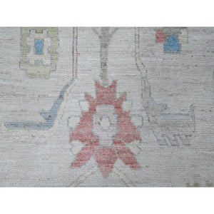 8'9"x12' Silver Gray, Afghan Angora Oushak, Wool Weft, Hand Knotted With All Over Tribal Flower Design, Vegetable Dyes, Oriental Rug FWR533178