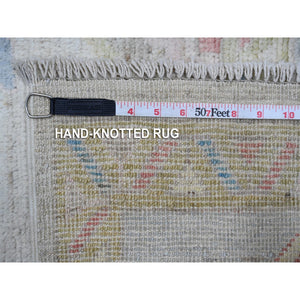 8'9"x12' Silver Gray, Afghan Angora Oushak, Wool Weft, Hand Knotted With All Over Tribal Flower Design, Vegetable Dyes, Oriental Rug FWR533178