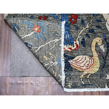 Load image into Gallery viewer, 8&#39;x8&#39; Iridium Gray, Afghan Peshawar With Birds Of Paradise, Vegetable Dyes, Tree Of Life, Extra Soft Wool, Hand Knotted Square Oriental Rug FWR533202