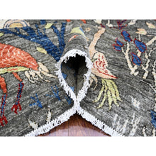 Load image into Gallery viewer, 8&#39;x8&#39; Iridium Gray, Afghan Peshawar With Birds Of Paradise, Vegetable Dyes, Tree Of Life, Extra Soft Wool, Hand Knotted Square Oriental Rug FWR533202