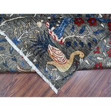 Load image into Gallery viewer, 8&#39;x8&#39; Iridium Gray, Afghan Peshawar With Birds Of Paradise, Vegetable Dyes, Tree Of Life, Extra Soft Wool, Hand Knotted Square Oriental Rug FWR533202