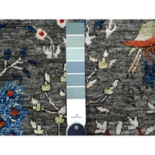 Load image into Gallery viewer, 8&#39;x8&#39; Iridium Gray, Afghan Peshawar With Birds Of Paradise, Vegetable Dyes, Tree Of Life, Extra Soft Wool, Hand Knotted Square Oriental Rug FWR533202