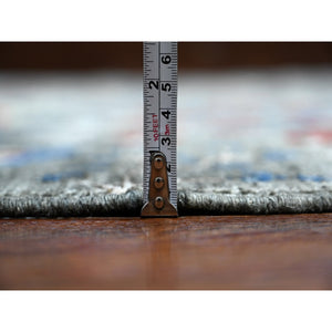 8'x8' Iridium Gray, Afghan Peshawar With Birds Of Paradise, Vegetable Dyes, Tree Of Life, Extra Soft Wool, Hand Knotted Square Oriental Rug FWR533202
