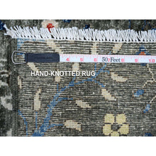 Load image into Gallery viewer, 8&#39;x8&#39; Iridium Gray, Afghan Peshawar With Birds Of Paradise, Vegetable Dyes, Tree Of Life, Extra Soft Wool, Hand Knotted Square Oriental Rug FWR533202