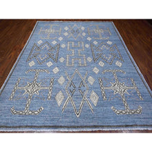 Load image into Gallery viewer, 8&#39;x9&#39;8&quot; Bdazzled Blue, Densely Woven, Natural Dyes With Snowflake Geometric Design, Hand Knotted, Berber Influence, Peshawar, Oriental Rug FWR533226