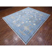 Load image into Gallery viewer, 8&#39;x9&#39;8&quot; Bdazzled Blue, Densely Woven, Natural Dyes With Snowflake Geometric Design, Hand Knotted, Berber Influence, Peshawar, Oriental Rug FWR533226