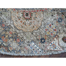Load image into Gallery viewer, 10&#39;x10&#39; Concrete Gray, Vegetable Dyes, Hand Knotted, 100% Wool, Fine Peshawar Round With Mamluk Geometric Design, Oriental Rug FWR533232
