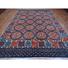 Load image into Gallery viewer, 9&#39;x11&#39;10&quot; Lapis Blue, Hand Knotted, Organic Wool, Vegetable Dyes, Classic Afghan Ersari with Elephant Feet Design, Reinvented Colors, Oriental Rug FWR533244