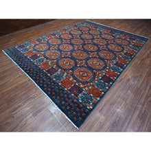 Load image into Gallery viewer, 9&#39;x11&#39;10&quot; Lapis Blue, Hand Knotted, Organic Wool, Vegetable Dyes, Classic Afghan Ersari with Elephant Feet Design, Reinvented Colors, Oriental Rug FWR533244