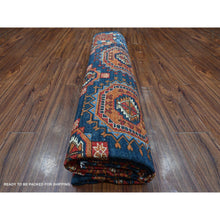 Load image into Gallery viewer, 9&#39;x11&#39;10&quot; Lapis Blue, Hand Knotted, Organic Wool, Vegetable Dyes, Classic Afghan Ersari with Elephant Feet Design, Reinvented Colors, Oriental Rug FWR533244