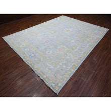 Load image into Gallery viewer, 8&#39;10&quot;x11&#39;8&quot; Steel Blue, Hand Knotted, Afghan Natural Dyes, Wool Weft, Village Motifs All Over Design, Angora Oushak, Oriental Rug FWR533256