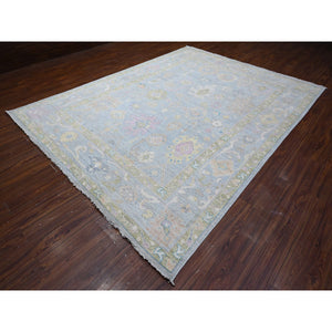 8'10"x11'8" Steel Blue, Hand Knotted, Afghan Natural Dyes, Wool Weft, Village Motifs All Over Design, Angora Oushak, Oriental Rug FWR533256