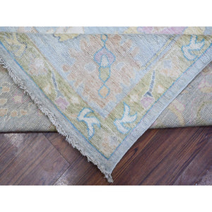 8'10"x11'8" Steel Blue, Hand Knotted, Afghan Natural Dyes, Wool Weft, Village Motifs All Over Design, Angora Oushak, Oriental Rug FWR533256