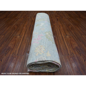 8'10"x11'8" Steel Blue, Hand Knotted, Afghan Natural Dyes, Wool Weft, Village Motifs All Over Design, Angora Oushak, Oriental Rug FWR533256