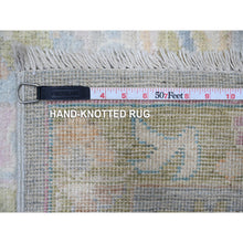 Load image into Gallery viewer, 8&#39;10&quot;x11&#39;8&quot; Steel Blue, Hand Knotted, Afghan Natural Dyes, Wool Weft, Village Motifs All Over Design, Angora Oushak, Oriental Rug FWR533256