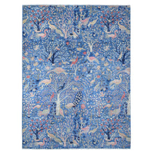 Load image into Gallery viewer, 9&#39;x11&#39;10&quot; Marlin Blue, Organic Wool, Afghan Peshawar, Tree of Life, Birds of Paradise Design, Hand Knotted, Abrash Vegetable Dyes, Oriental Rug FWR533268