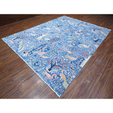 Load image into Gallery viewer, 9&#39;x11&#39;10&quot; Marlin Blue, Organic Wool, Afghan Peshawar, Tree of Life, Birds of Paradise Design, Hand Knotted, Abrash Vegetable Dyes, Oriental Rug FWR533268