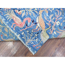 Load image into Gallery viewer, 9&#39;x11&#39;10&quot; Marlin Blue, Organic Wool, Afghan Peshawar, Tree of Life, Birds of Paradise Design, Hand Knotted, Abrash Vegetable Dyes, Oriental Rug FWR533268