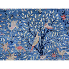 Load image into Gallery viewer, 9&#39;x11&#39;10&quot; Marlin Blue, Organic Wool, Afghan Peshawar, Tree of Life, Birds of Paradise Design, Hand Knotted, Abrash Vegetable Dyes, Oriental Rug FWR533268