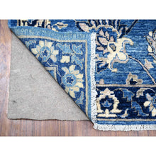 Load image into Gallery viewer, 2&#39;7&quot;x12&#39;1&quot; Denim And Star Blue, Hand Knotted Mahal Design With All Over Scrolls And Vines, Peshawar, Natural Dyes, 100% Wool Runner Oriental Rug FWR533346