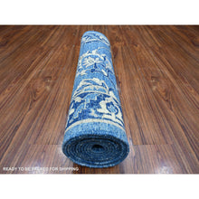 Load image into Gallery viewer, 2&#39;7&quot;x12&#39;1&quot; Denim And Star Blue, Hand Knotted Mahal Design With All Over Scrolls And Vines, Peshawar, Natural Dyes, 100% Wool Runner Oriental Rug FWR533346