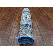 Load image into Gallery viewer, 2&#39;7&quot;x11&#39;9&quot; Blueberry Blue, Aryana Collection, Hand Knotted Mamluk Design With Large Geometric Medallions, Soft And Velvety Wool Vegetable Dyes, Runner Oriental Rug FWR533352