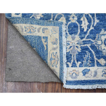 Load image into Gallery viewer, 2&#39;6&quot;x7&#39;9&quot; Jeans Blue, Densely Woven Vegetable Dyes, Finer Peshawar With All Over Ziegler Mahal Design, Shiny Wool Hand Knotted Runner Oriental Rug FWR533358