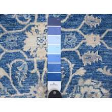 Load image into Gallery viewer, 2&#39;6&quot;x7&#39;9&quot; Jeans Blue, Densely Woven Vegetable Dyes, Finer Peshawar With All Over Ziegler Mahal Design, Shiny Wool Hand Knotted Runner Oriental Rug FWR533358