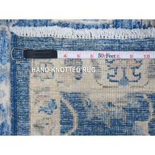 Load image into Gallery viewer, 2&#39;6&quot;x7&#39;9&quot; Jeans Blue, Densely Woven Vegetable Dyes, Finer Peshawar With All Over Ziegler Mahal Design, Shiny Wool Hand Knotted Runner Oriental Rug FWR533358