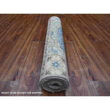 Load image into Gallery viewer, 2&#39;8&quot;x8&#39;1&quot; Supernova Gray, Hand Knotted And Vibrant Wool, Natural Dyes Fine Aryana Mamluk Runner With Geometric Medallions Design, Densely Woven Oriental Rug FWR533382