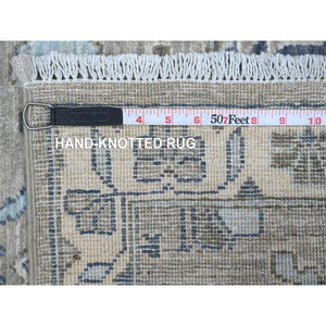 2'5"x10'8" Repose Gray, Denser Weave, Karajeh Design North West Persian, Peshawar Fine Aryana Collection, Hand Knotted All Wool, Natural Dyes, Runner Oriental Rug FWR533394