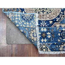 Load image into Gallery viewer, 2&#39;6&quot;x8&#39; Duke Blue, Extra Soft Wool Hand Knotted Aryana Collection, Mamluk Design With Large Geometric Medallions, Natural Dyes, Runner Oriental Rug FWR533442