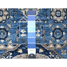 Load image into Gallery viewer, 2&#39;6&quot;x8&#39; Duke Blue, Extra Soft Wool Hand Knotted Aryana Collection, Mamluk Design With Large Geometric Medallions, Natural Dyes, Runner Oriental Rug FWR533442