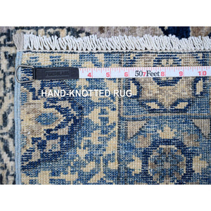 2'6"x8' Duke Blue, Extra Soft Wool Hand Knotted Aryana Collection, Mamluk Design With Large Geometric Medallions, Natural Dyes, Runner Oriental Rug FWR533442