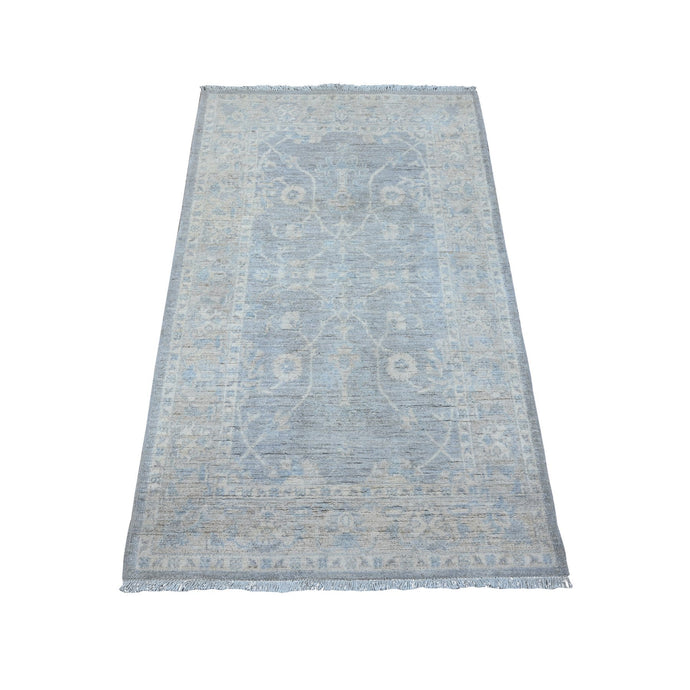 3'x5' Steely Gray, Washed Out Zeiglar Mahal Design, Natural Dyes, Shiny Wool, Hand Knotted Oriental Rug FWR533460