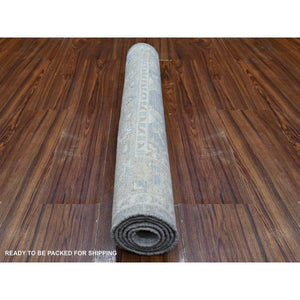 3'x5' Steely Gray, Washed Out Zeiglar Mahal Design, Natural Dyes, Shiny Wool, Hand Knotted Oriental Rug FWR533460