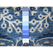 Load image into Gallery viewer, 4&#39;1&quot;x9&#39;6&quot; Ceruleau Blue, Pure Wool, Vegetable Dyes, Hand Knotted Heriz All Over Design, Fine Aryana Wide Runner Oriental Rug FWR533466