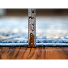 Load image into Gallery viewer, 4&#39;1&quot;x9&#39;6&quot; Ceruleau Blue, Pure Wool, Vegetable Dyes, Hand Knotted Heriz All Over Design, Fine Aryana Wide Runner Oriental Rug FWR533466