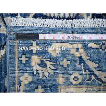 Load image into Gallery viewer, 4&#39;1&quot;x9&#39;6&quot; Ceruleau Blue, Pure Wool, Vegetable Dyes, Hand Knotted Heriz All Over Design, Fine Aryana Wide Runner Oriental Rug FWR533466