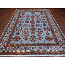 Load image into Gallery viewer, 8&#39;3&quot;x9&#39;8&quot; Lagoon Blue, Afghan Super Kazak With All Over Motifs, Vegetable Dyes, Hand Knotted, Soft And Vibrant Wool, Oriental Rug FWR533478