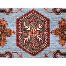 Load image into Gallery viewer, 8&#39;3&quot;x9&#39;8&quot; Lagoon Blue, Afghan Super Kazak With All Over Motifs, Vegetable Dyes, Hand Knotted, Soft And Vibrant Wool, Oriental Rug FWR533478